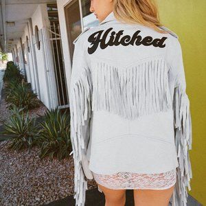 Just Hitched Graphic Leather Fringe Jacket